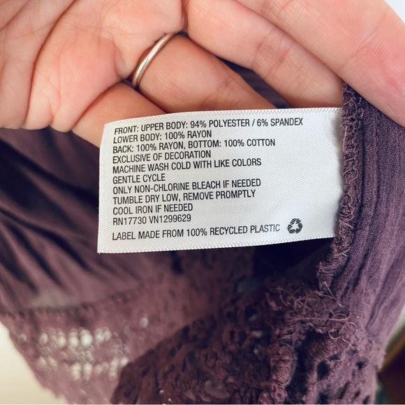 Knox Rose Boho Lace Trim Crushed Velvet Floral Embroidered Tank Top Large - Picture 5 of 6